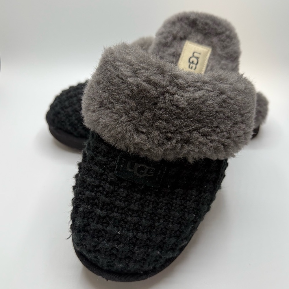 Women’s UGG Charcoal and Black Knit Slippers